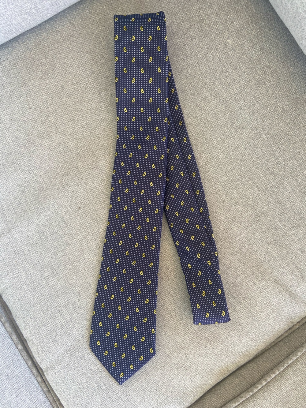 Express Navy Tie with Yellow Dot Pattern